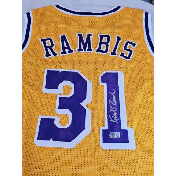 Kurt Rambis Autographed/Signed Jersey Beckett Sticker Yellow